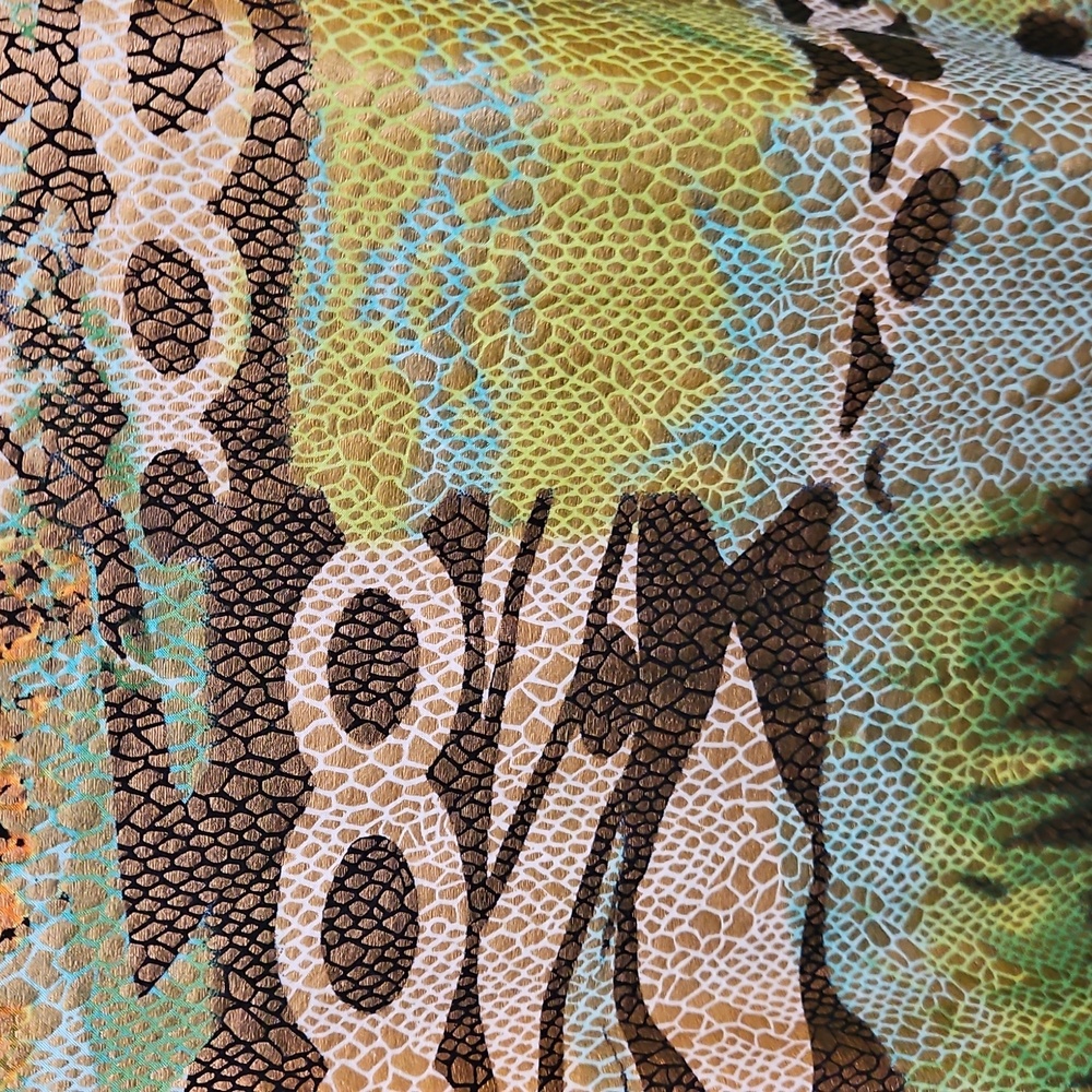 Nygaard Brown Green Abstract Patchwork Print Span… - image 4